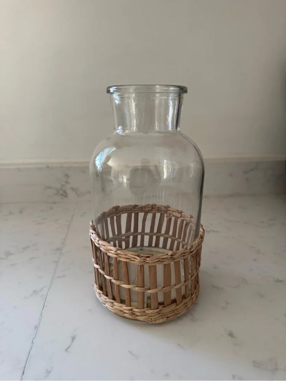 Target Clear Glass Vase with Woven Rattan Base - Natural Brown